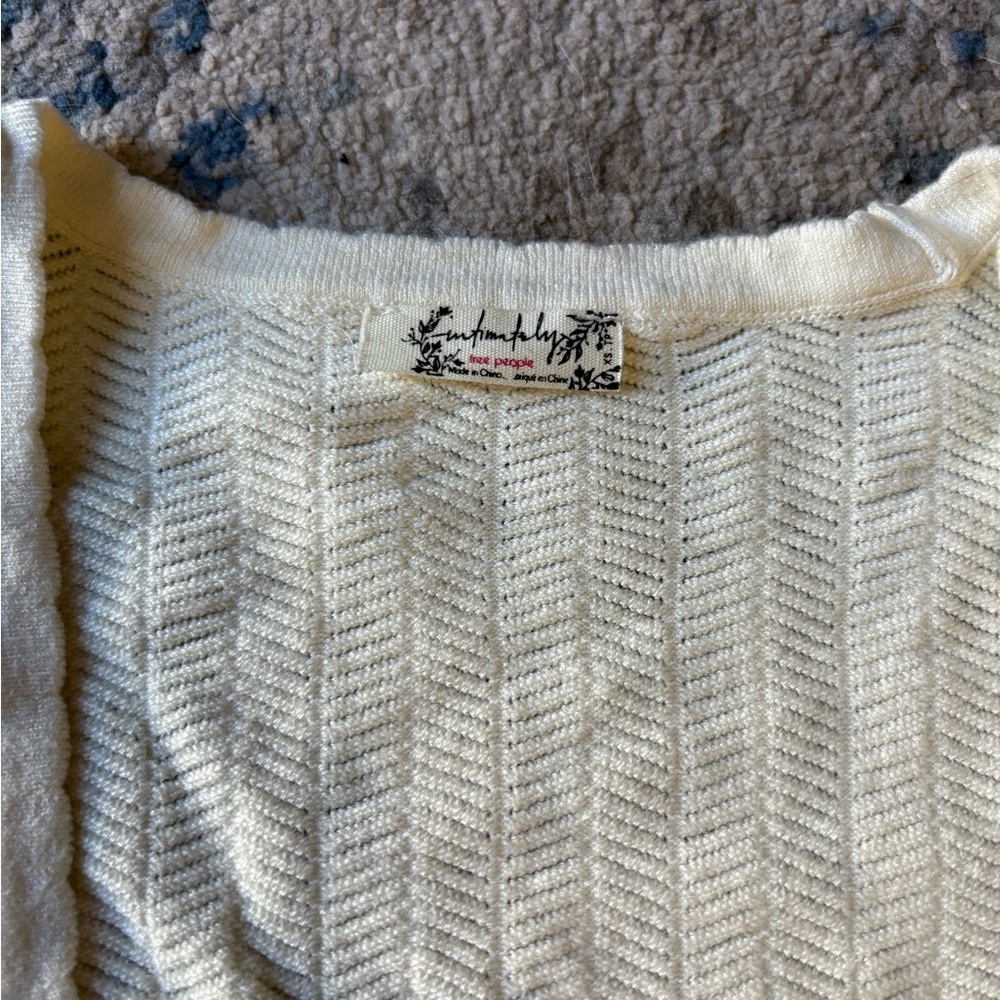 Free People Ivory Cable Knit Cropped Tank - Picture 2 of 4